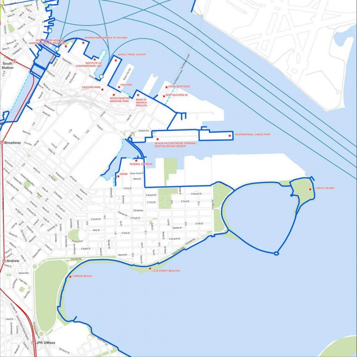 harborwalk Boston arată hartă