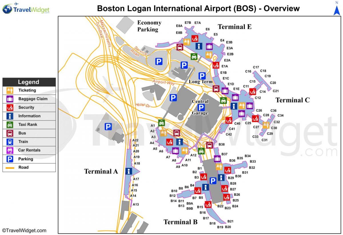 harta de aeroportul internațional Logan