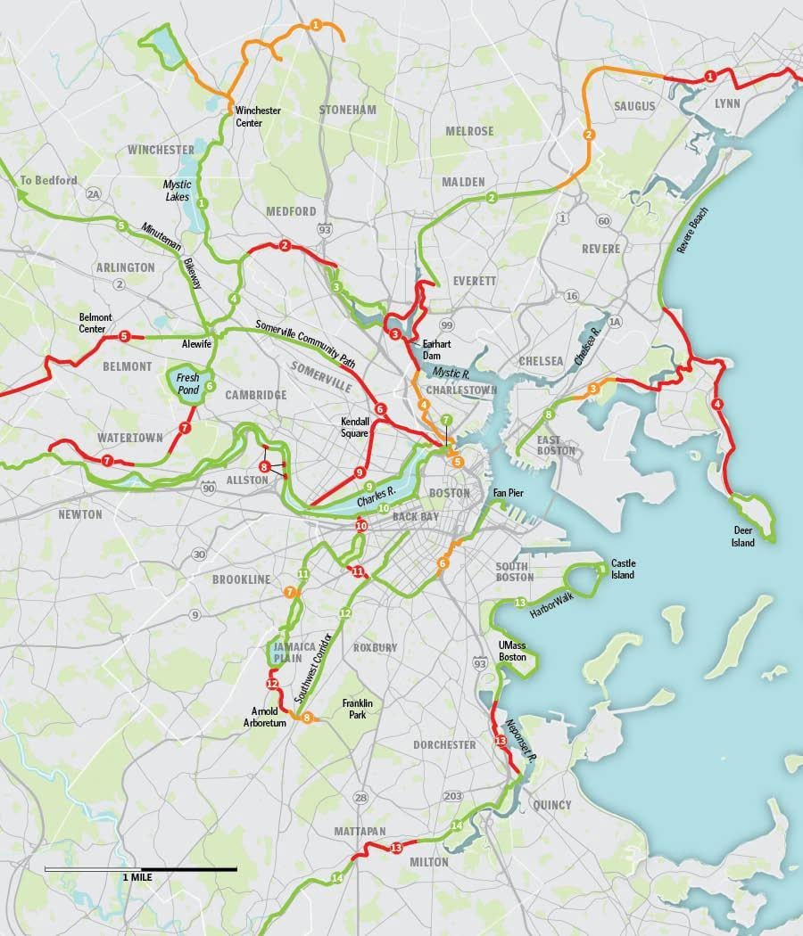 harta Boston bicicleta