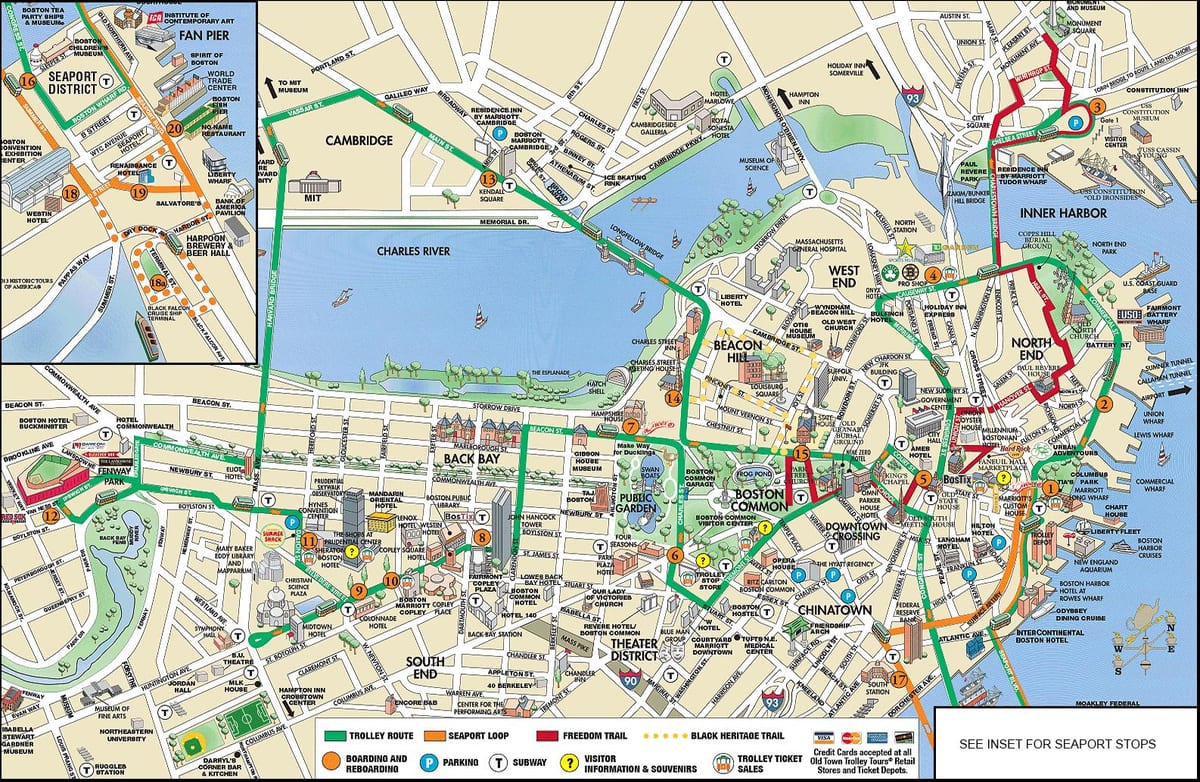 Boston cărucior tours arată hartă
