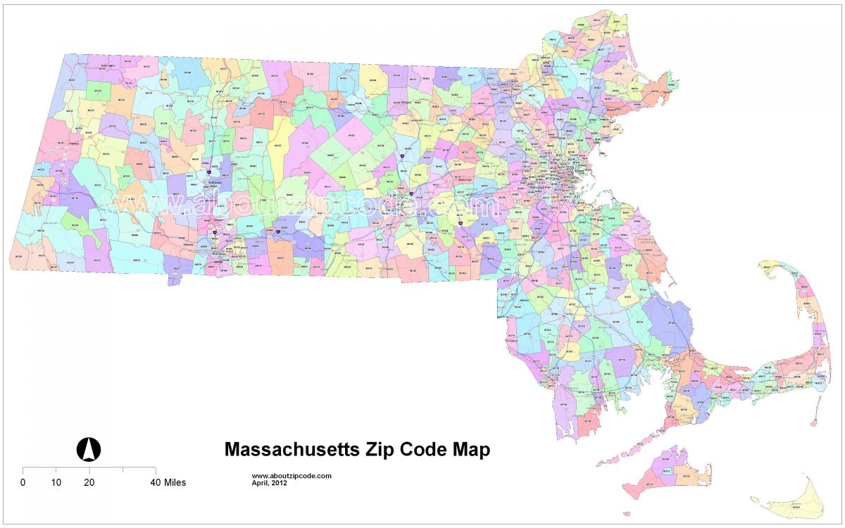 cod postal harta din Boston