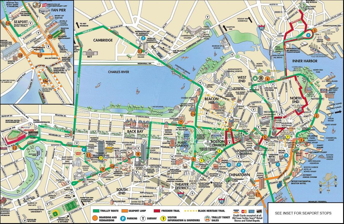 Boston cărucior tours arată hartă