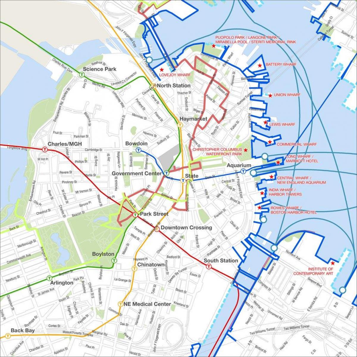 Boston tur hartă