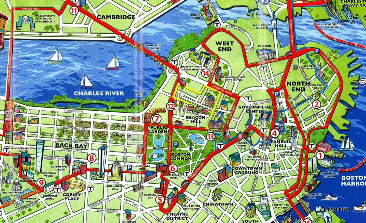 hartă turistică din Boston