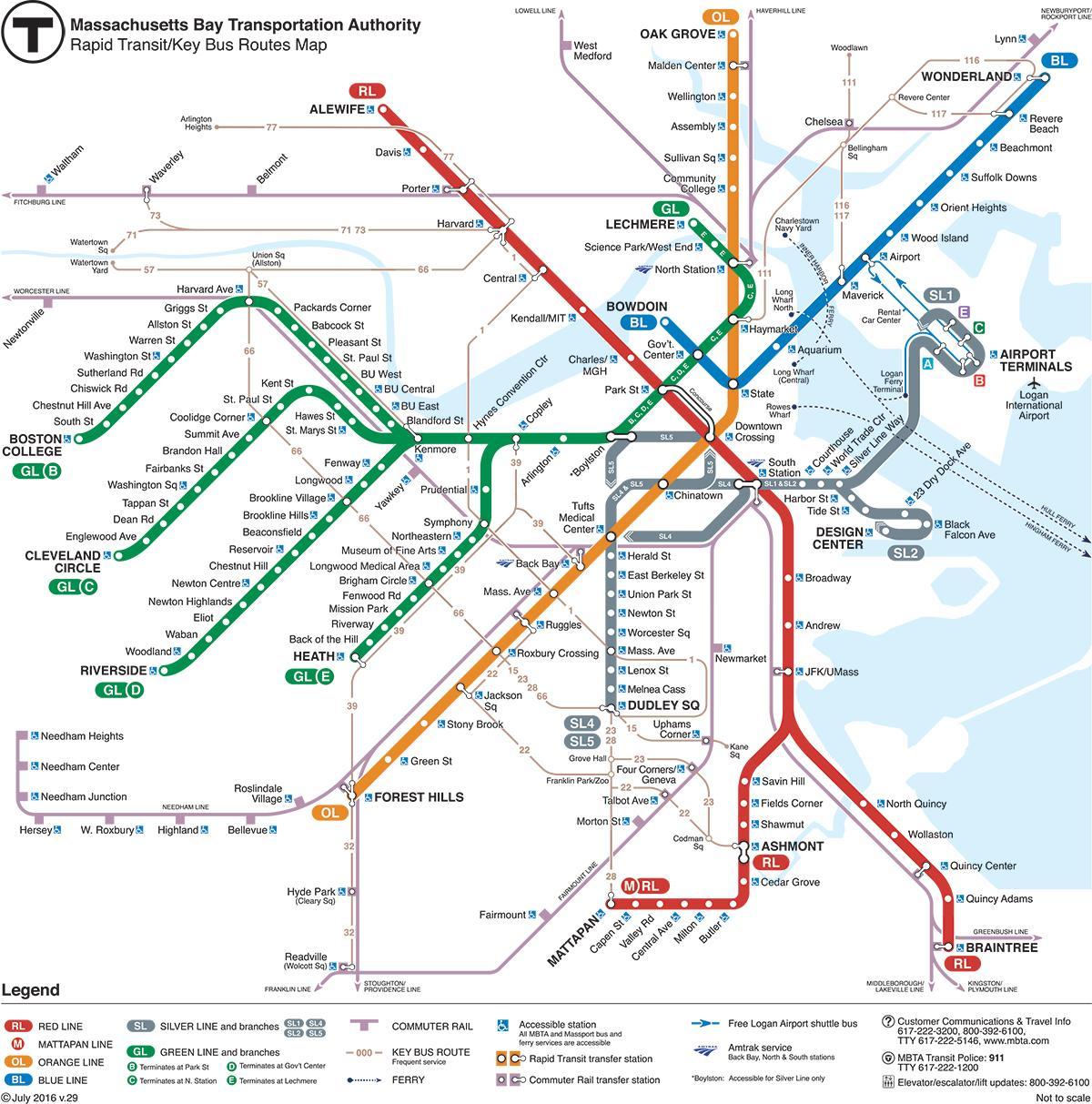 hartă de metrou din Boston