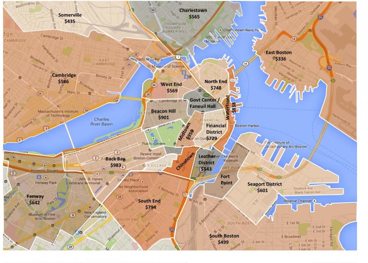 orașul Boston zonare hartă