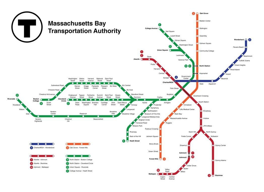 metrou Boston arată hartă