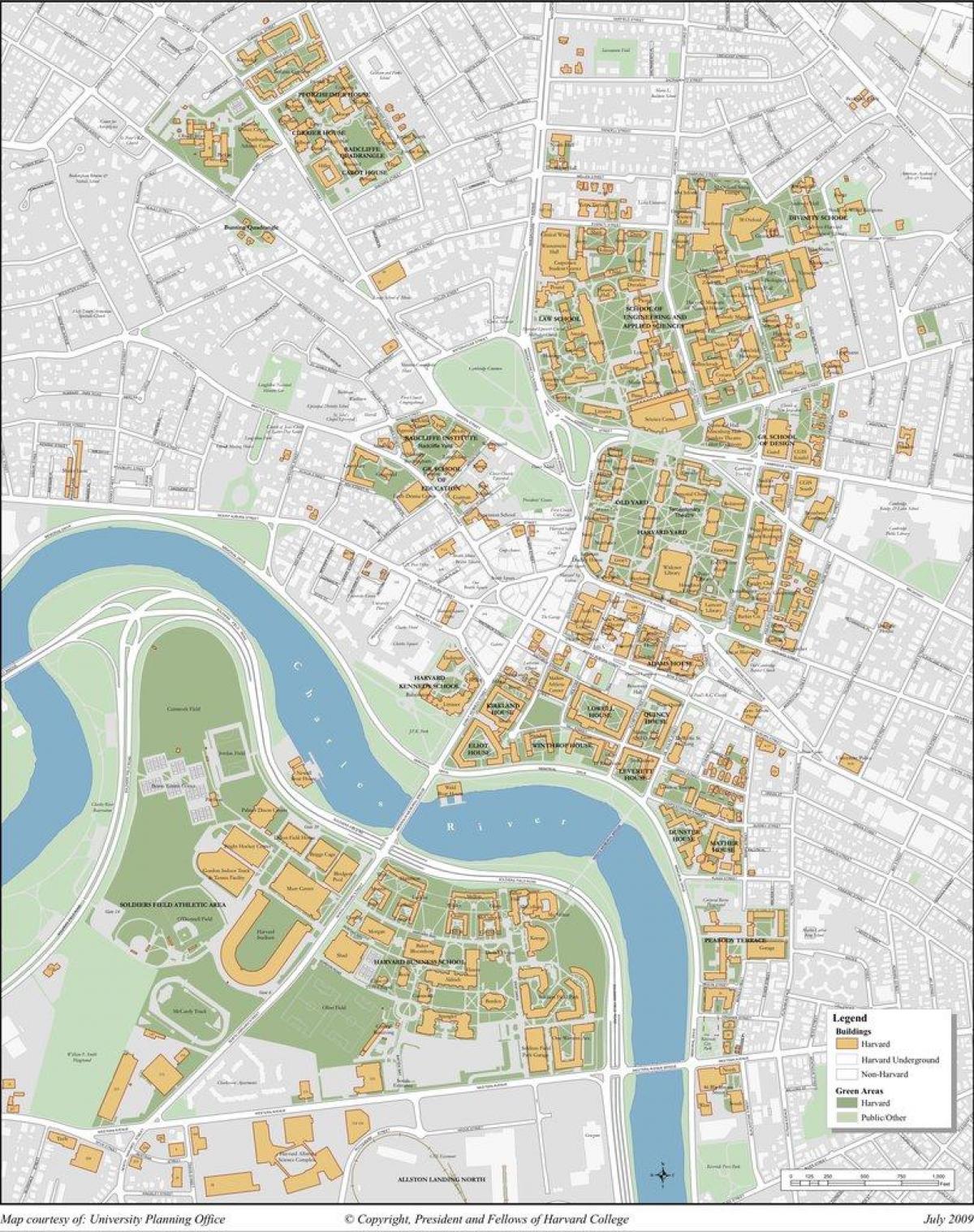 Harvard university campus hartă