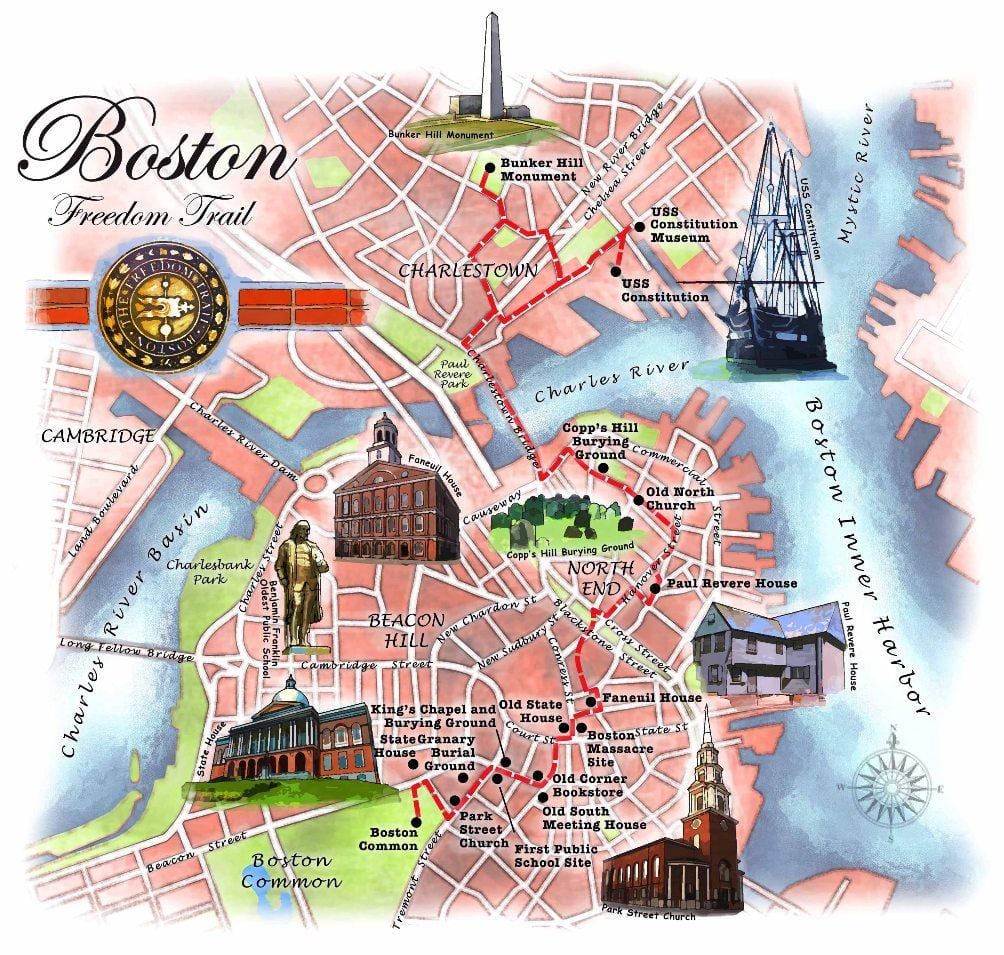 libertatea harta traseu Boston