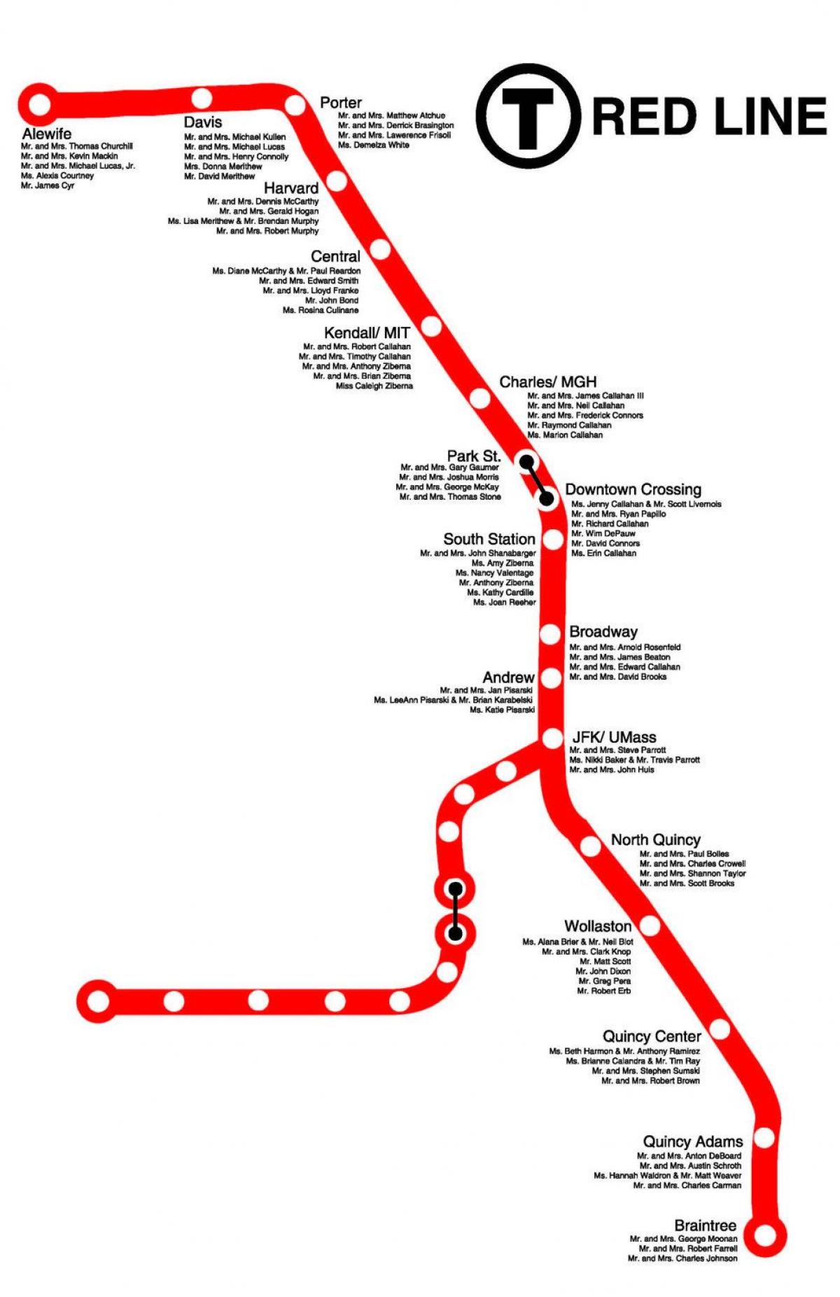 linia roșie din Boston arată hartă