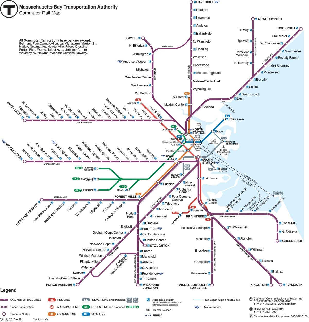 commuter rail harta Boston