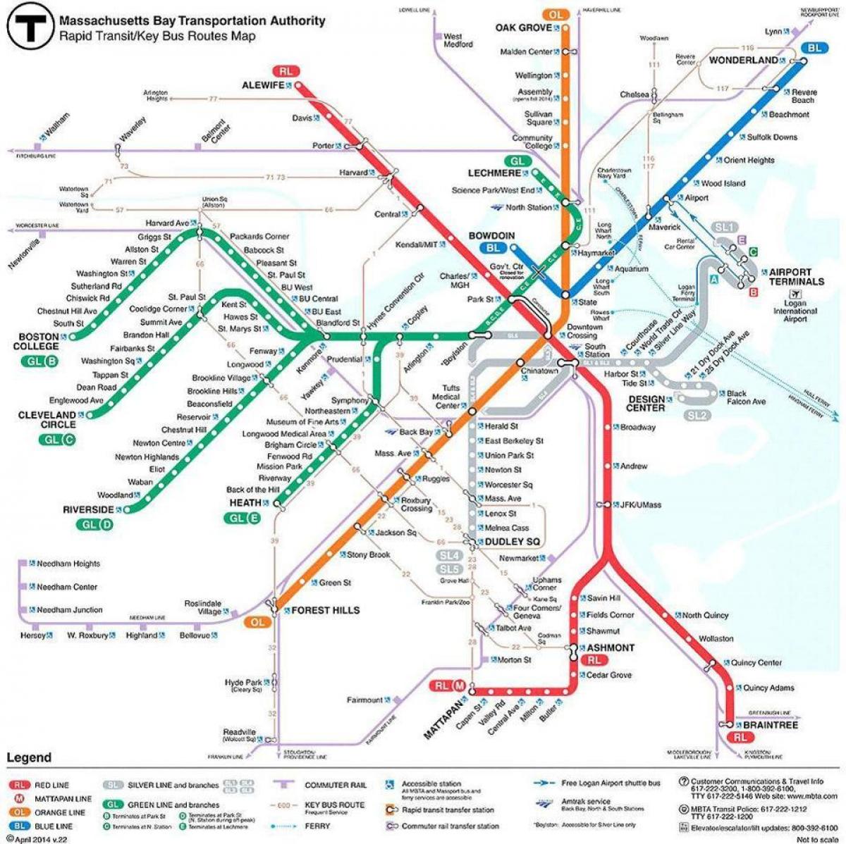 MBTA Boston arată hartă