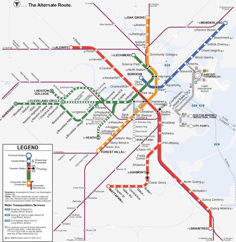 linia orange Boston arată hartă