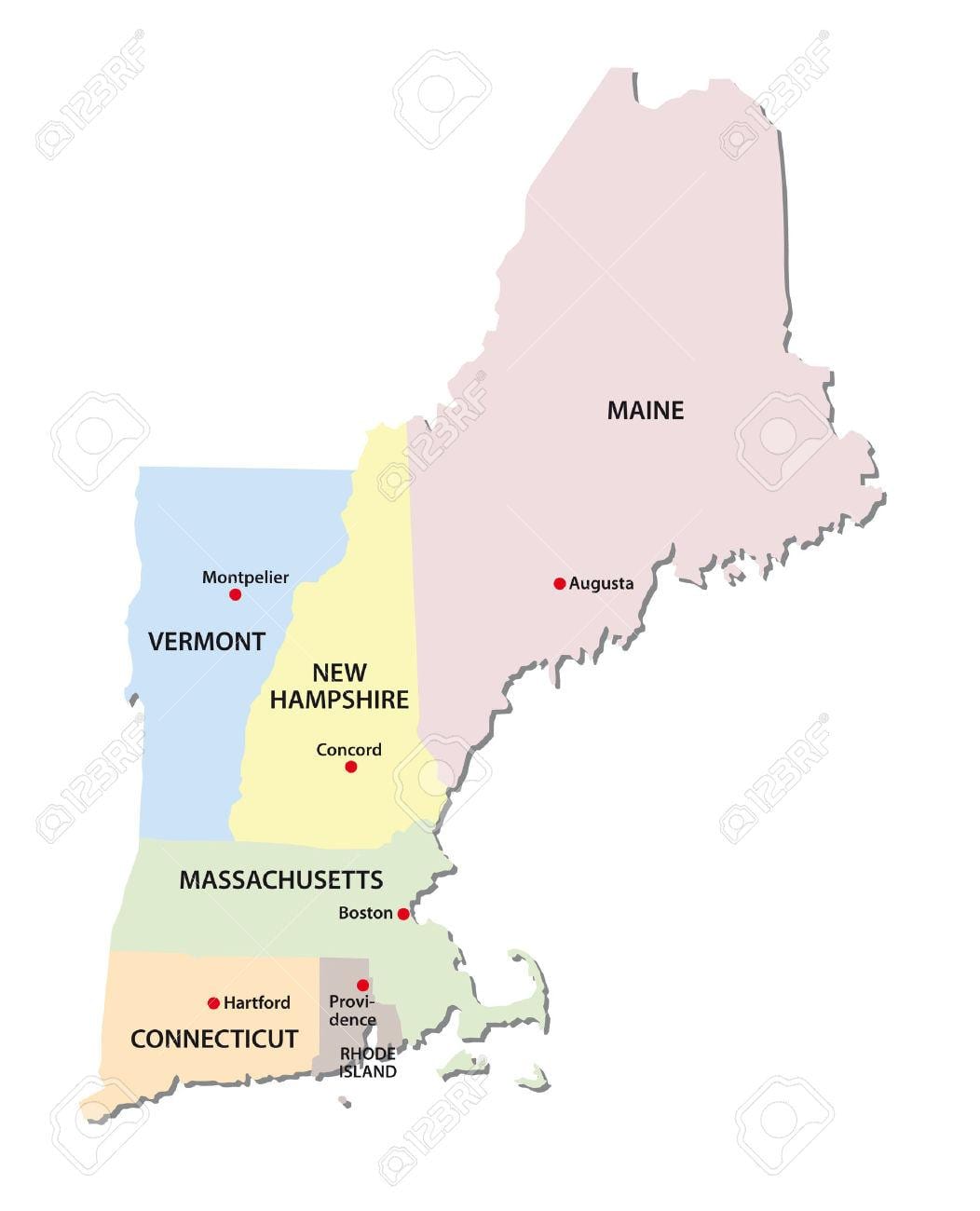 harta de state din New England