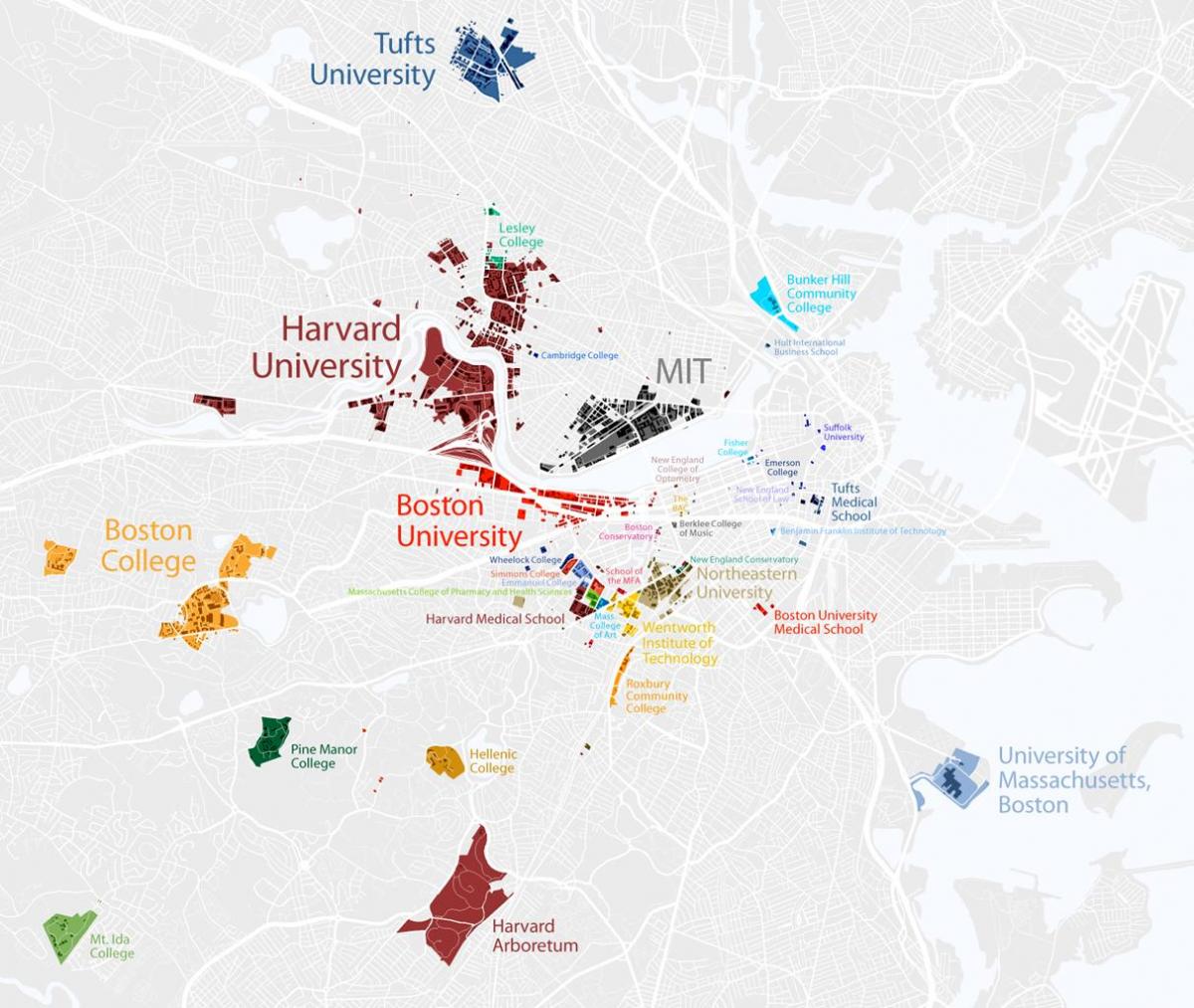 harta de la universitatea din Boston