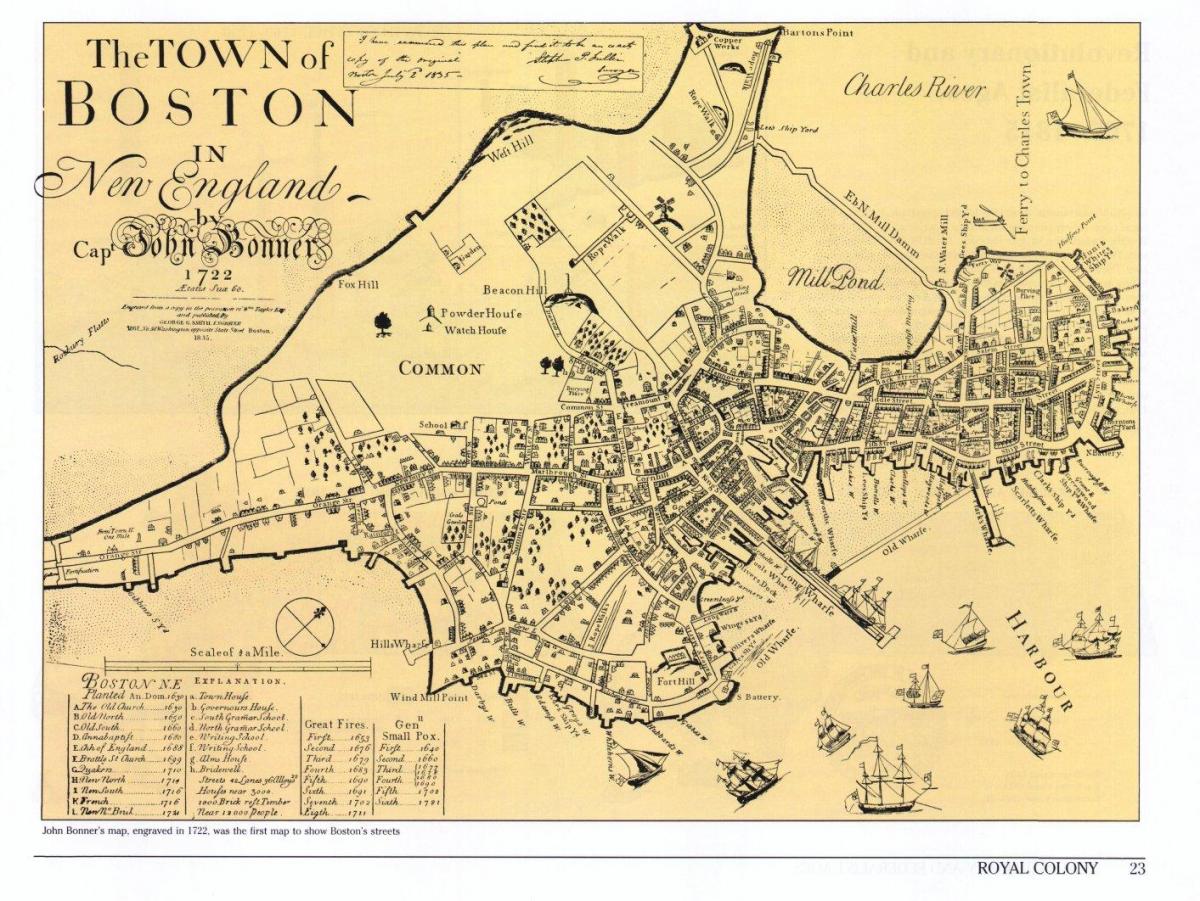 harta veche din Boston