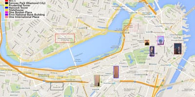 Hartă din centrul orasului Boston